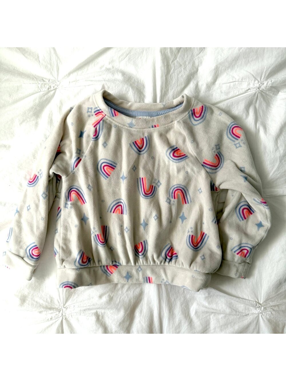Cat & Jack White Rainbow Fleece Pullover